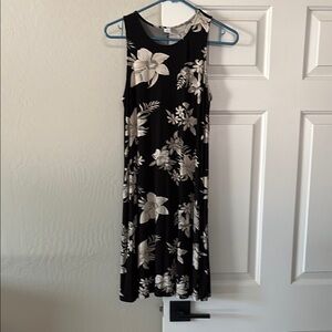 Old Navy Black and Cream Floral Midi Dress